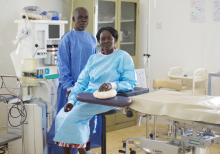 Anaesthesiologist technician and theatre nurse in the new maternity operating theatre at Wau Teaching Hospital in South Sudan (Photo: WHO / Lianne Gutcher)