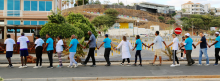 Human solidarity chain in Praia, Cabo Verde
