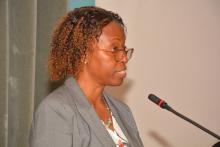 WHO Represnetative to Eritrea, Dr Josephine Namboze making a speech