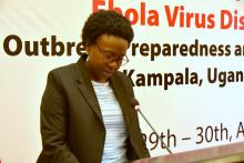 Minister of Health Dr Jane Ruth Aceng makes her remarks to open the meeting 