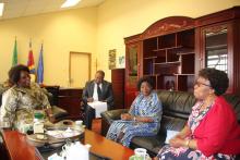 Dr Cornelia Atsyor and Dr Khosi Mthethwa talking to the Minister