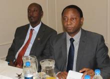 WR Zimbabwe, Dr Alex Gasasira and Dr Mhlanga acting Permanent Secretary for Health and Child Care follow proceedings