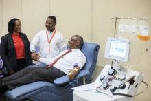 Minister of State in Ministry of Health donating blood