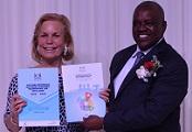 Ms G Carlsson (UNAIDS acting Executive Director - left) and His Excellency President Dr Mokgweetsi E.K. Masisi (right)