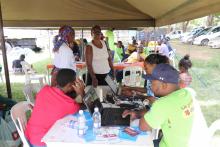 Registering people for TB treatment in one of the community drives