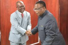 Acting World Health Organization (WHO) Representative to Zimbabwe, Professor Jean- Marie Dangou and  Vice President and Minister of Health and Child Care Dr Constantino Chiwenga. 