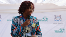WHO Country Representative Dr Josephine Namboze gives a speech during the World Malaria Day commemoration in Maun, May 2023. 