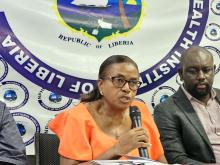 Dr. Musu Duworko and NPHIL Dep. Director General during the joint JEE press conference in Liberia