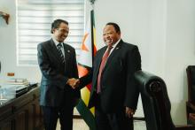 Dr Tiruneh, WHO Zimbabwe Rep with Foreign Affairs Minister Hon. Frederick Shava