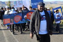 Minister of Health, Selibe Mochoboroane leading the health walk on World Health Day