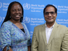 From left to right Dr Roseline Doe (RMNCAH) and Dr Druv Phandev (TVD) WHO South Africa MCATs 