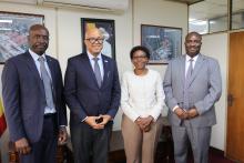 The WHO team meeting Dr. Jane Ruth Aceng Ocero, the Health minister of the Republic of Uganda