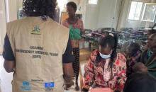 EMTs attending to Measles patients in Moroto