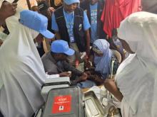 A child being vacciniated in Kebbi State