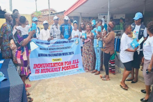 A cross section of Dignitaries and the Caregivers as Prof. Odimayo presents the incentives.