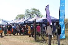 Bhadlane Community members queueing to vaccinate their children 