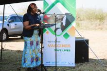 WHO Representative Dr Susan Tembo making remarks durign the launch of the AVW at Bhadlane