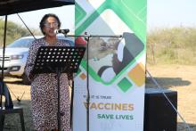 Deputy Director of Health Services Ms. Rejoice Nkambule delivering her keynote address during the AVW launch 