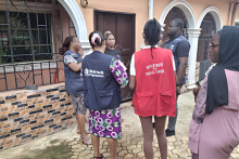 State Team (State Ministry of Health, NCDC, IHVN and WHO) interviewing members of households of some deceased persons as part of the field investigation in Uselu market, Uselu community, Egor LGA.