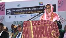 Dr Sainda Mohamed de l'OMS pendant la lecture du message de la Représentante de l'OMS Dr Nkurunziza Triphonie