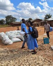 Health Workers in Salima District, bringing vaccines to children on farmlands