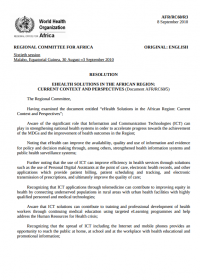 Resolution. eHealth solutions in the African Region: current context and perspectives