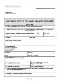 Proposal Form 2017: Joint WHO-AFRO/TDR/EDCTP Small Grants Scheme for implementation research on infectious diseases of poverty