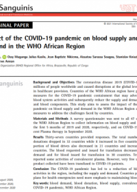 Impact of the COVID-19 pandemic on blood supply and demand in the WHO African Region